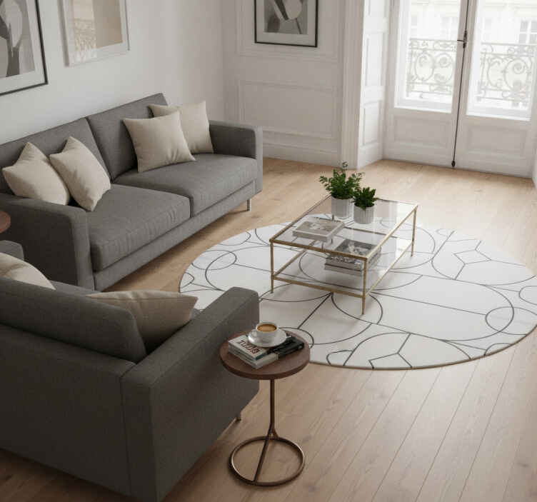 White vinyl rug with timeless elegant design - TenStickers