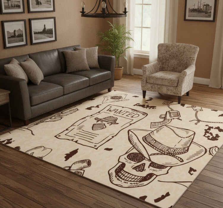 Brown vinyl rug with western icons design - TenStickers