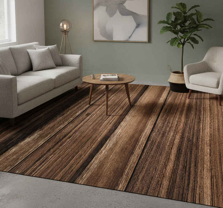 Brown vinyl rug with smooth wood panel look - TenStickers