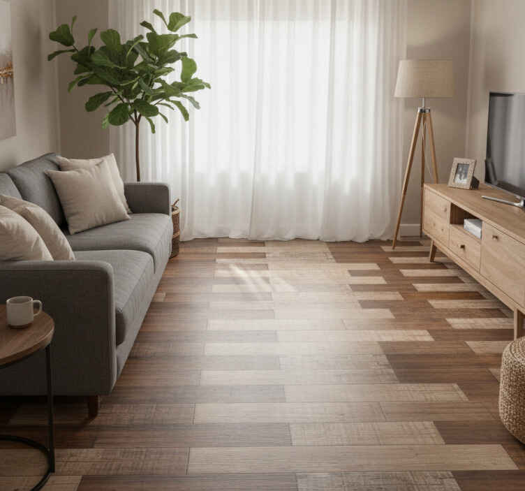 Vinyl teppich braun mit eingebetteter holzstruktur - TenStickers