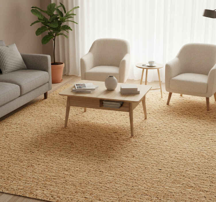 Brown vinyl rug in light french wicker style - TenStickers