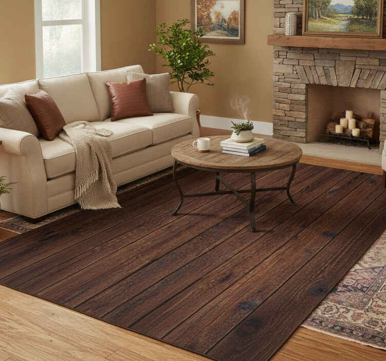 Vinyl teppich braun rustikale dunkle holzplanken - TenStickers