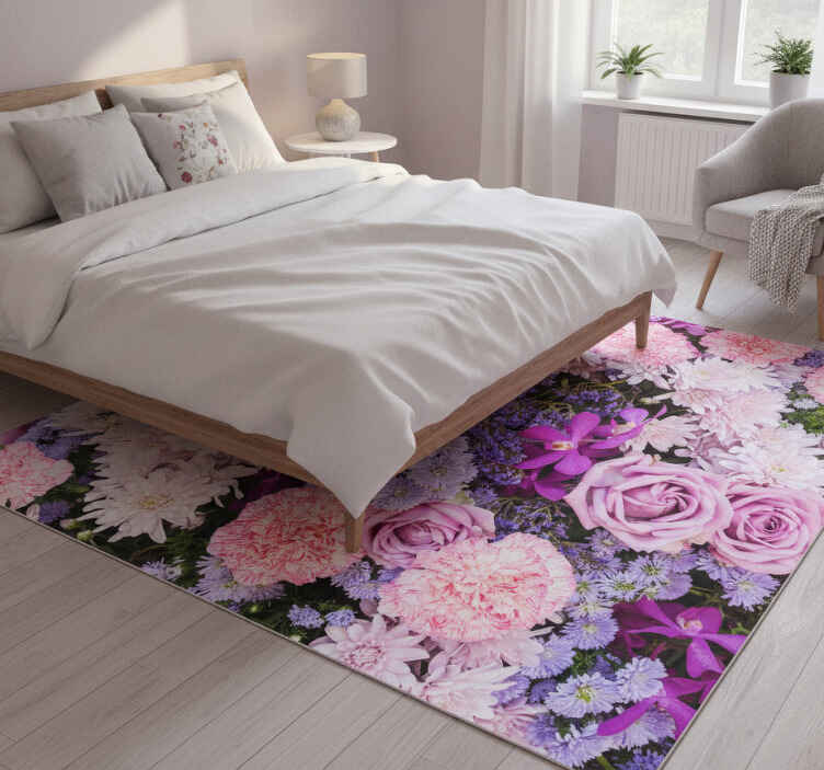 Vinyl tapijt paars bloemen fotobehang - TenStickers