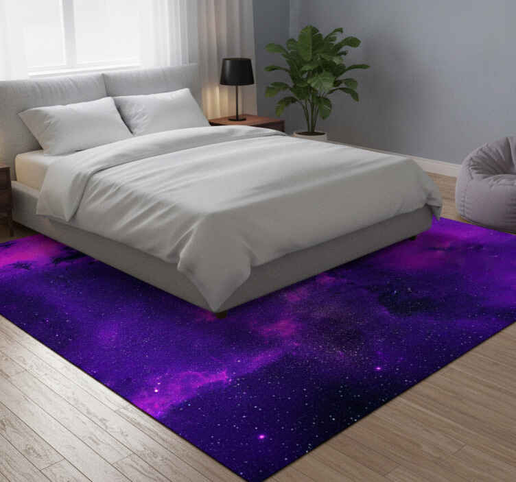 Purple vinyl rug cosmic nebula - TenStickers