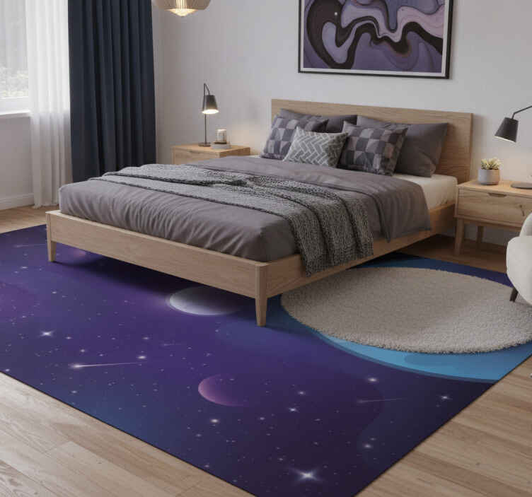 Vinyl teppich lila geheimnisvoller raum mit sternschnuppen - TenStickers
