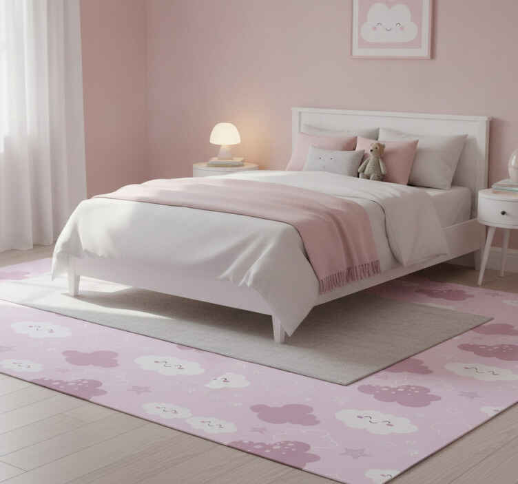 Vinyl teppich lila mit rosa hintergrund und weiß glücklich - TenStickers