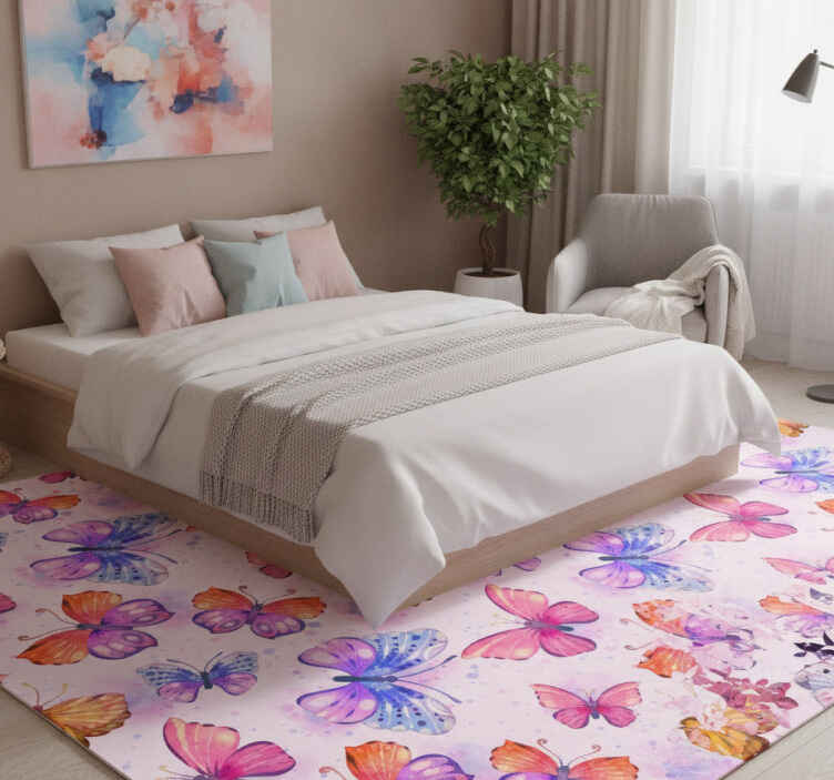 Colorful watercolor purple vinyl rug - TenStickers