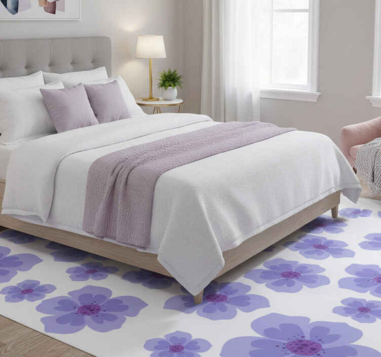 Vinyl teppich lila mit lila blumen für den zyklus - TenStickers