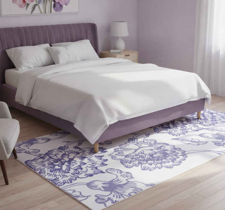 Vinyl teppich lila mit sanftem lila blumenmuster - TenStickers