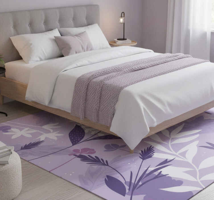 Vinyl teppich lila mit lila blumen - TenStickers