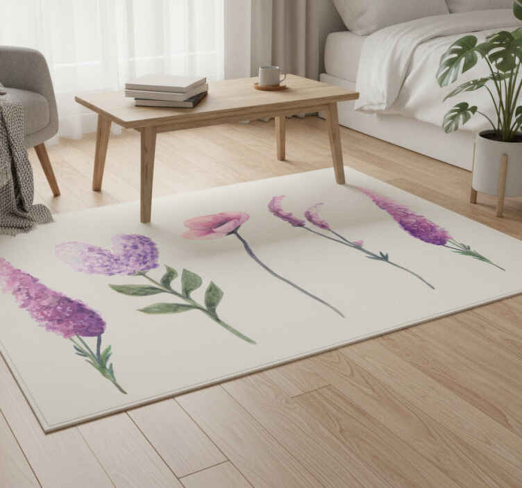 Vinyl teppich lila mit nelkenblüten-motiv - TenStickers