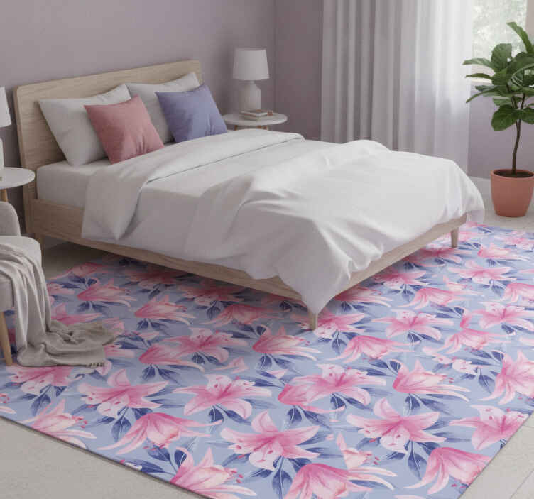 Vinyl tapijt paars aquarel bloemenillustratie - TenStickers
