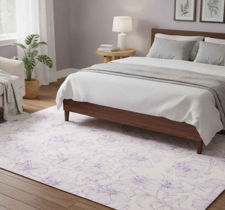 Vinyl teppich lila mit blühenden lilien design - TenStickers