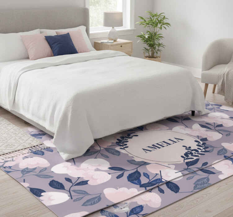 Vinyl teppich lila mit pastellfarbenen blumen - TenStickers