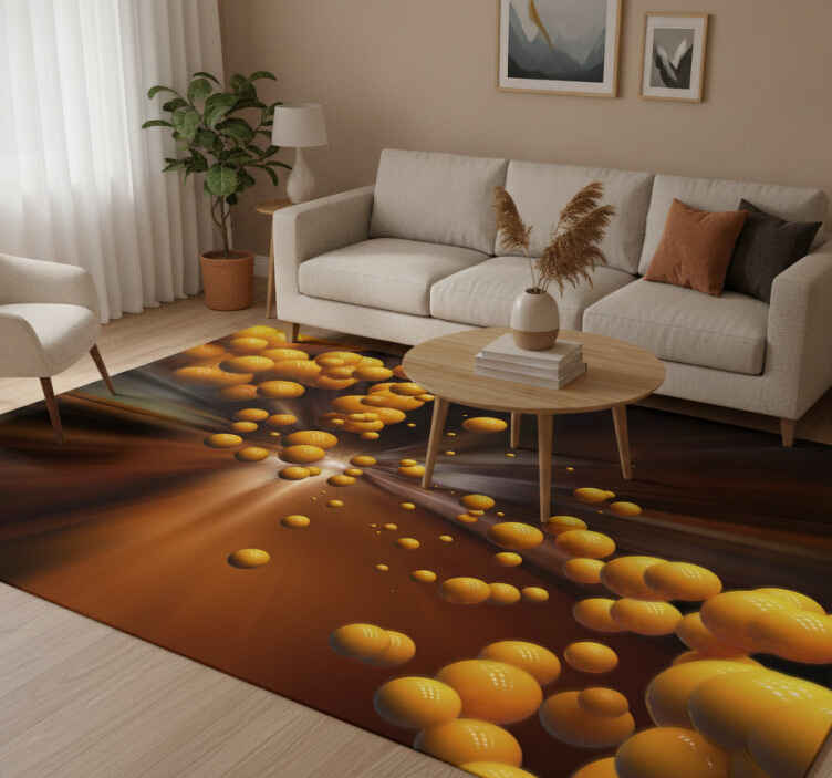 Orange vinyl tæppe med livlig sfærisk eksplosion - TenStickers