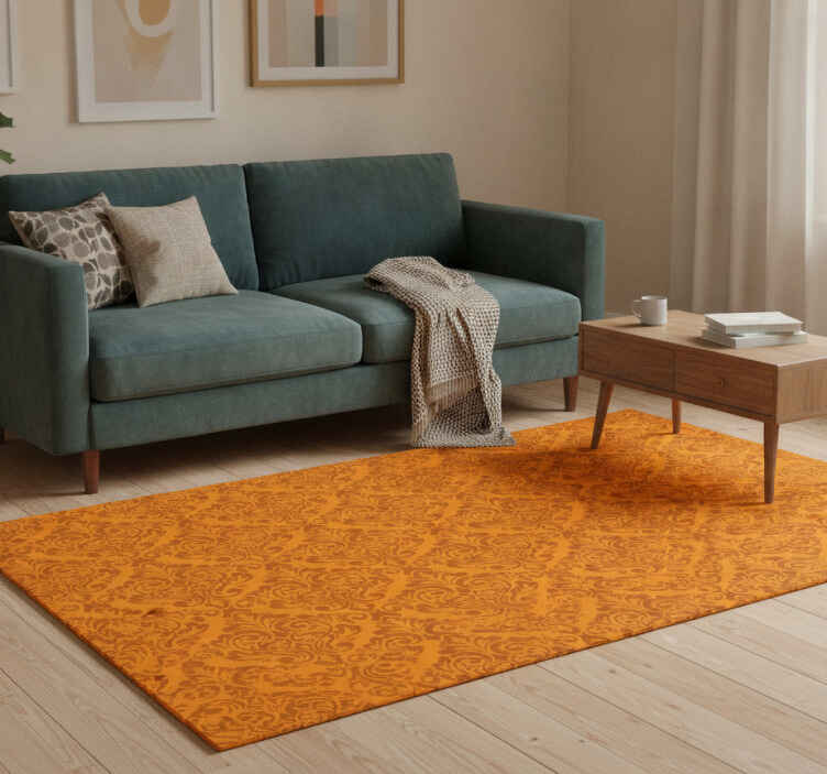 Orange vinyl tæppe vintage orange damask - TenStickers
