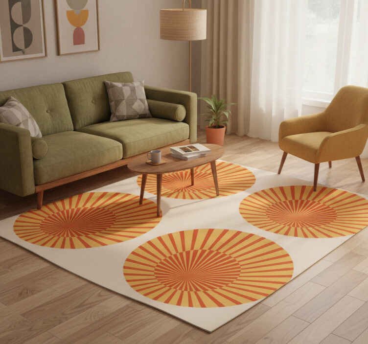 Orange vinyl tæppe 70'er solskins cirkel - TenStickers