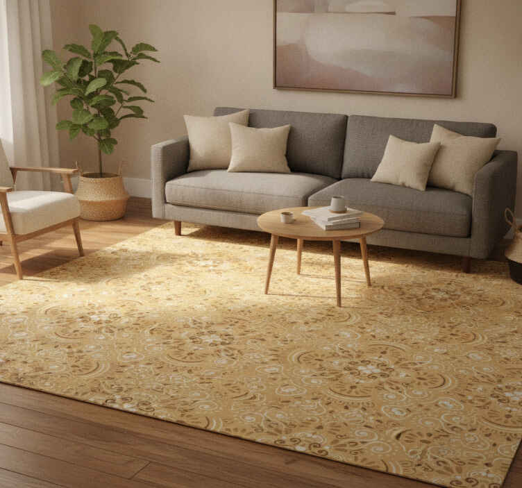 Orange vinyl rug with vintage beige design - TenStickers
