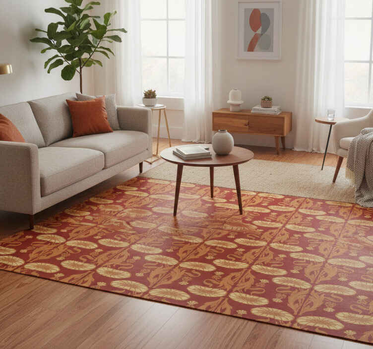 Orange vinyl tæppe med moderne stil ornament mønster - TenStickers