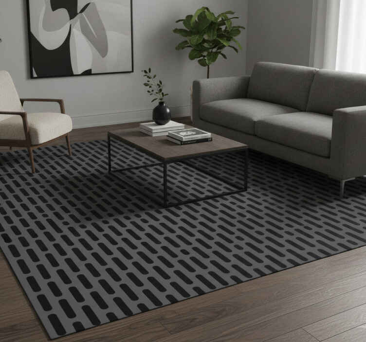 Black vinyl rug with black metal grid design - TenStickers
