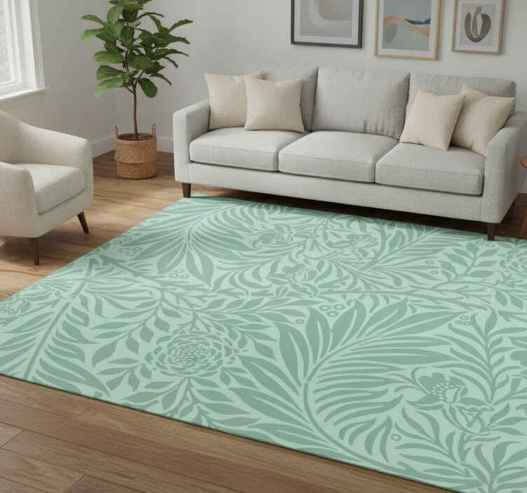 Vinyl teppich grün im mintgrünen vintage-muster - TenStickers