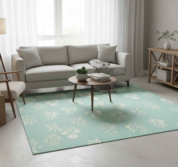 Vinyl teppich grün mit kleinem blumenmuster - TenStickers