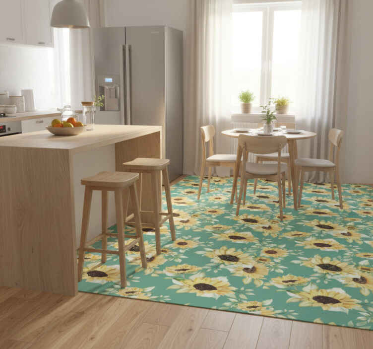 Vinyl teppich grün mit floralem frühlingsdesign - TenStickers