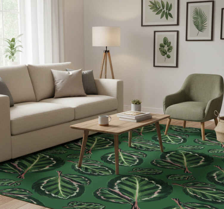 Green vinyl rug inspired by green maranta - TenStickers