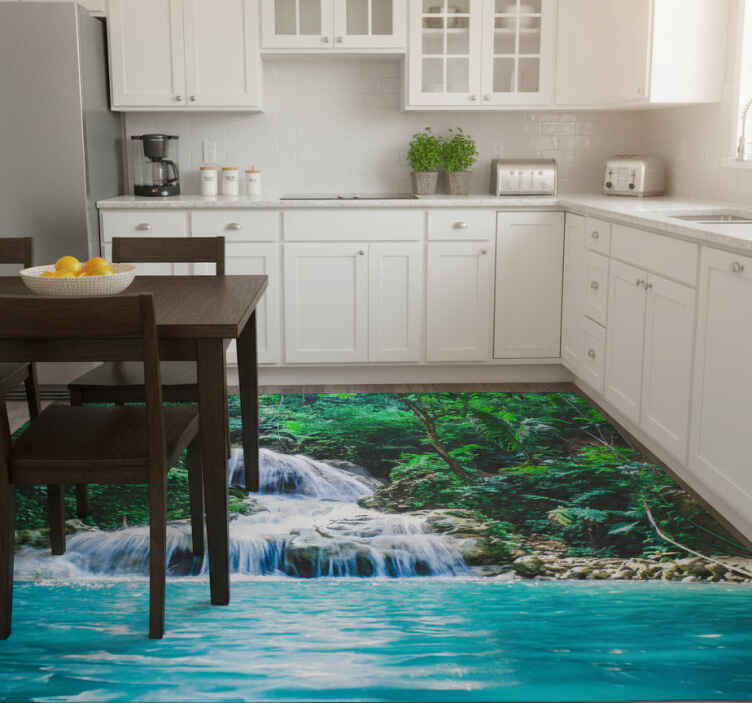 Vinyl teppich grün mit tropischem wanddesign - TenStickers