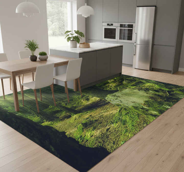 Green vinyl rug inspired by mossy forest rocks - TenStickers