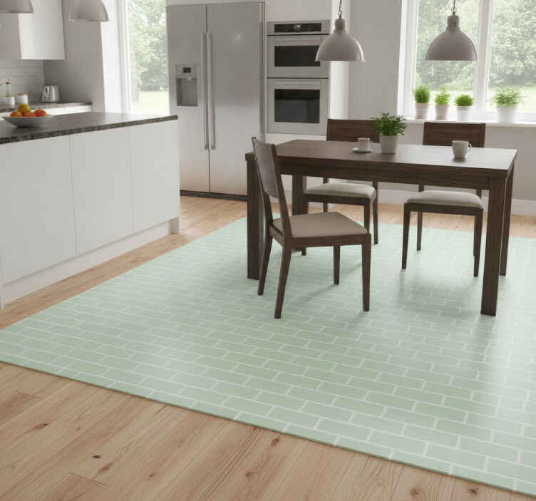 Green vinyl rug green bricks decal for kitchen - TenStickers