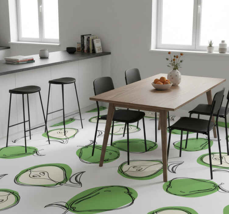 Green vinyl rug pear kitchen stickers tiles - TenStickers