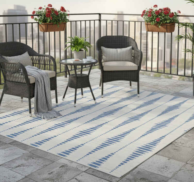 Buitenvinyltapijt rabaul ikat blauw en beige - TenStickers