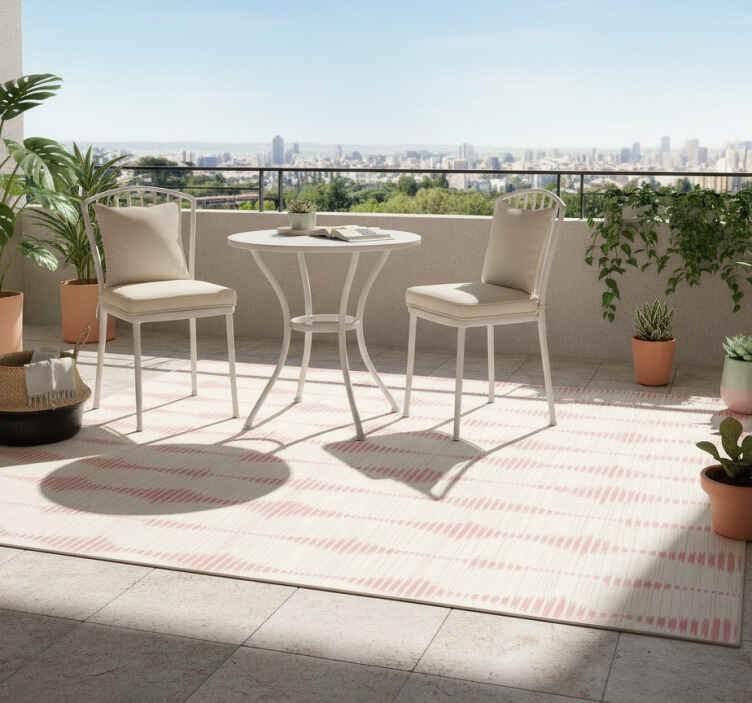 Dywan winylowy na balkon w pastelowym różu ikat - TenStickers