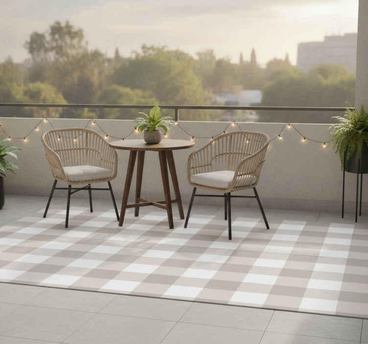 Dywan winylowy na balkon w beżowo-białym wzorze - TenStickers