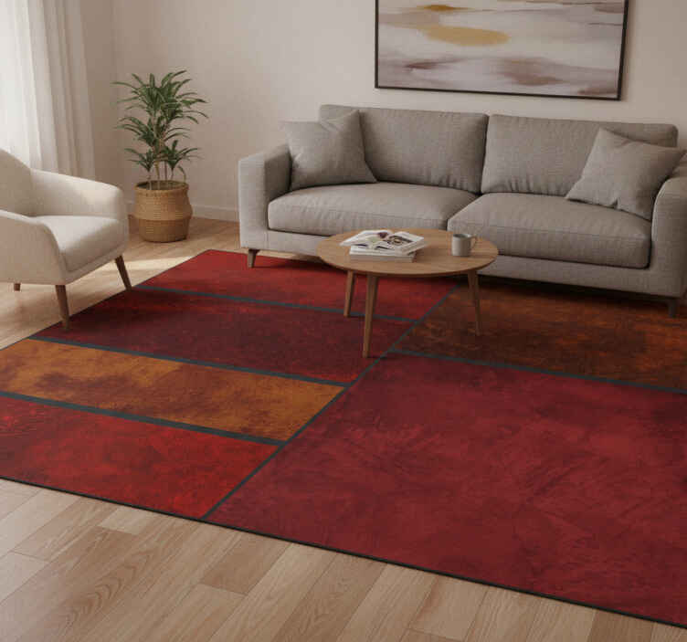 Vinyl teppich rot mit strukturiertem patchwork design - TenStickers