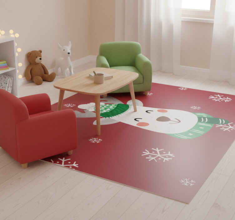 Alfombra vinílica roja ciervo navideño para niños - TenVinilo
