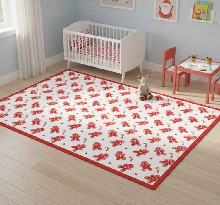 Alfombra vinílica roja galletas de navidad - TenVinilo