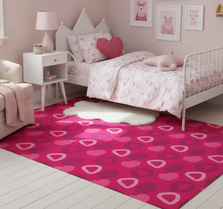 Tapis vinyle rose cœurs fuchsia - TenStickers