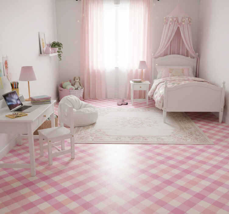 Tapis vinyle rose à motif carreaux roses - TenStickers