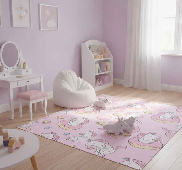 Tapis vinyle rose licorne rose - TenStickers