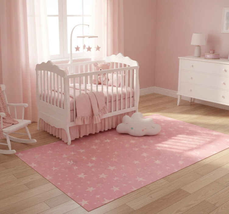 Tapis vinyle rose étoiles roses sur fond rose foncé - TenStickers