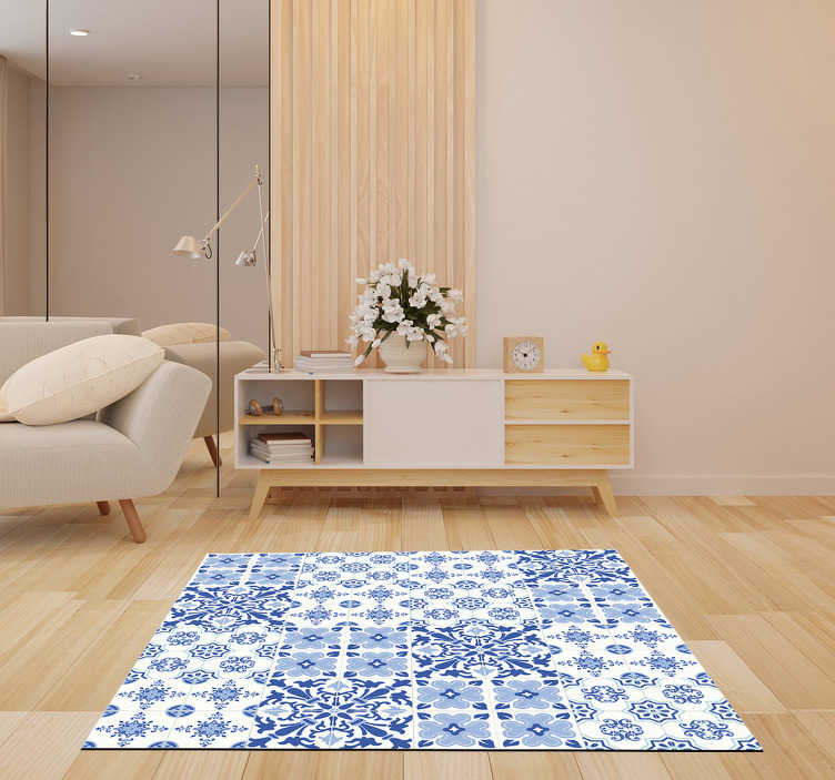 Tapis Antidérapant en Vinyle Tuiles de Printemps 150x150 cm