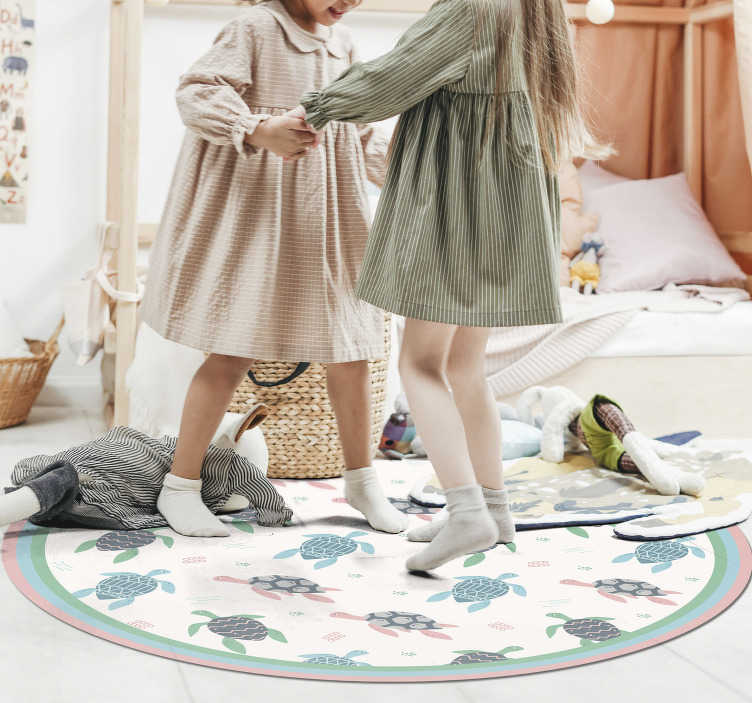 tapis en vinyle forme animal Tortues de couleur pastel