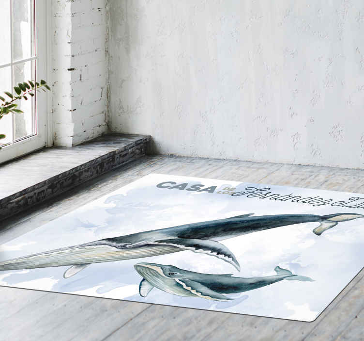 Alfombra vinilo de peces con nombre de familia - TenVinilo