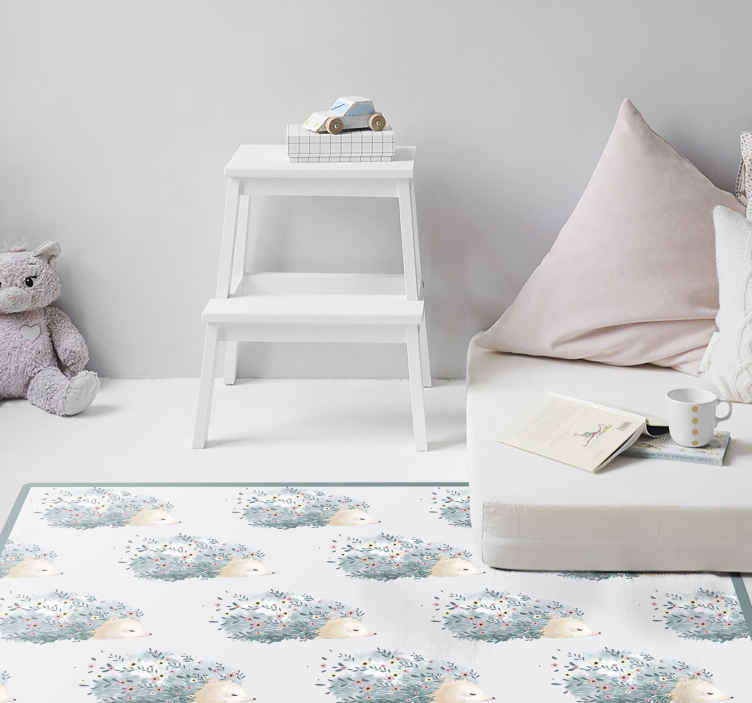 Tapis vinyle avec des hérissons fleuris
