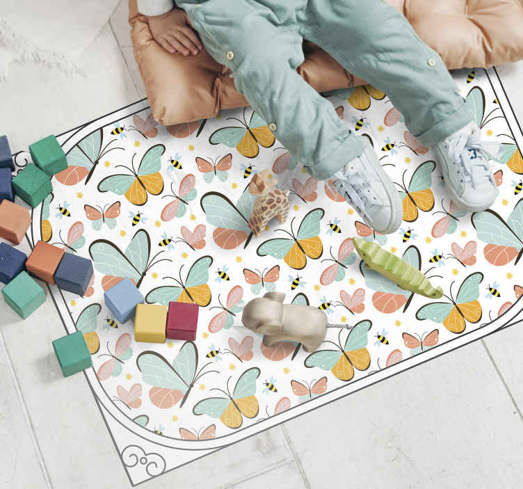 Butterfly Playground kids vinyl rug