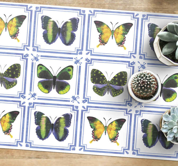 tapis vinyl forme animal Carreaux de papillons colorés
