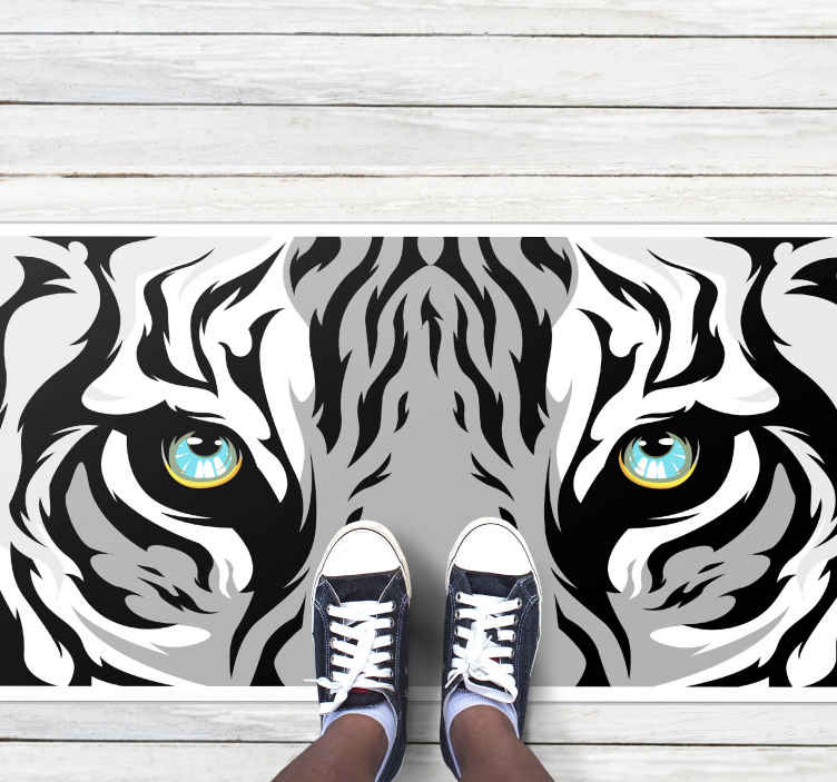 tapis vinyl animal Tigre aux yeux bleus TenStickers