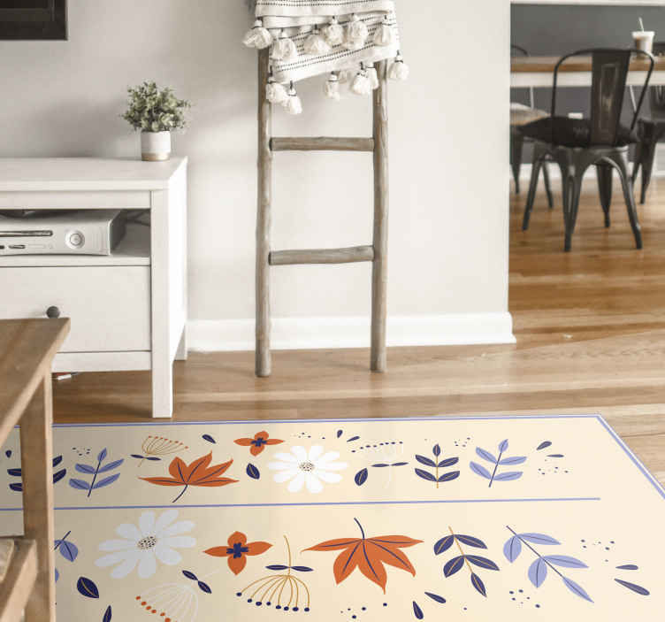 Botanical Motif Ensemble flower vinyl rug - TenStickers